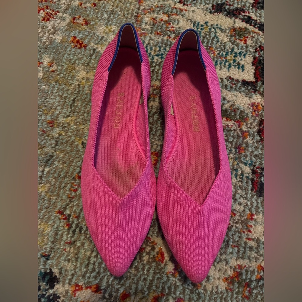 Rothy's Bright Pink Knit Pointed Toe Flats - Picture 9 of 15